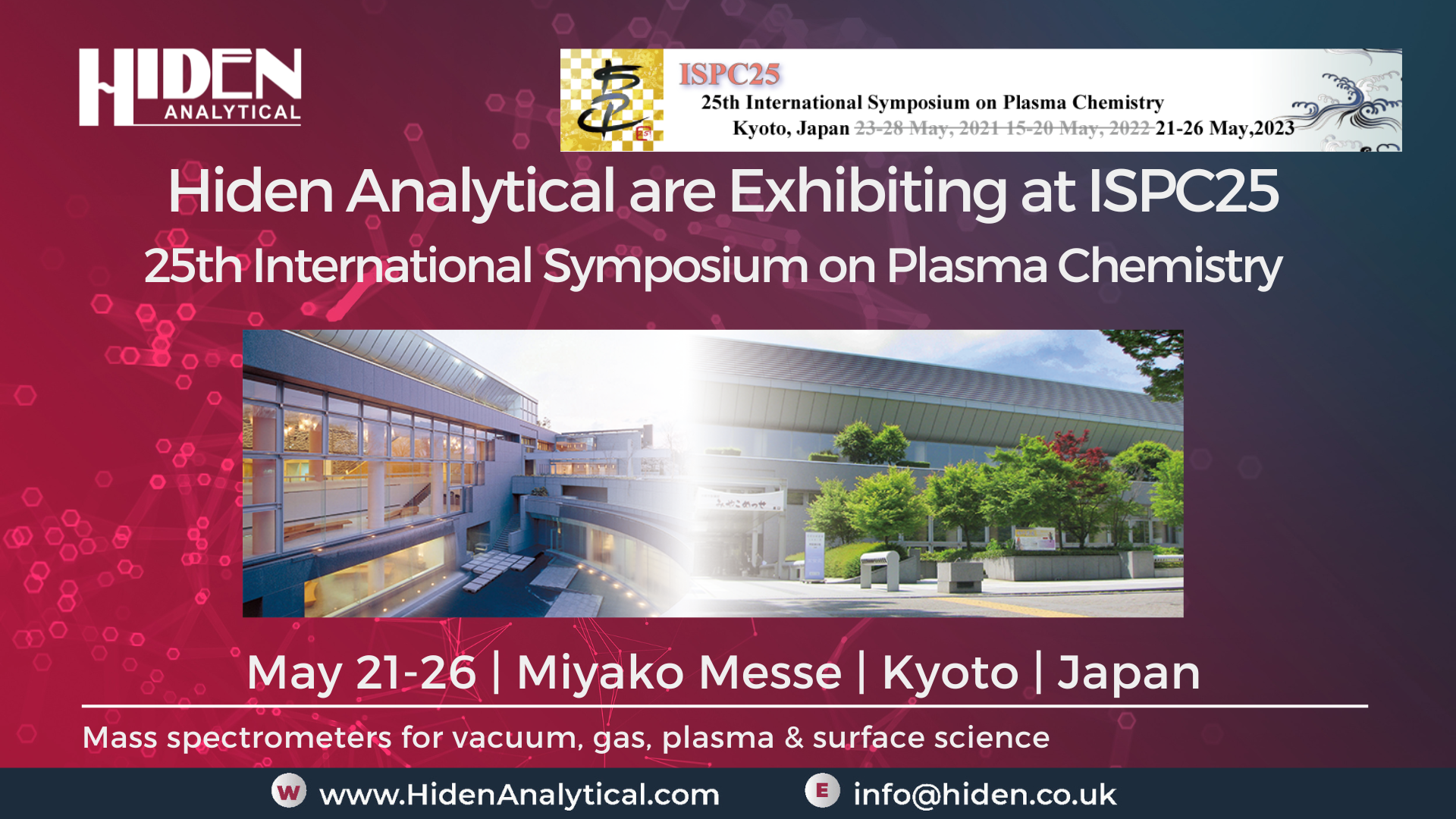 25th International Symposium on Plasma Chemistry (ISPC25)