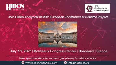 Join Hiden Analytical at 49th European Conference on Plasma Physics