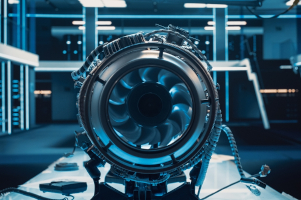 Advanced,Futuristic,Turbine,Engine,With,A,Moving,Fan.,Modern,Industrial