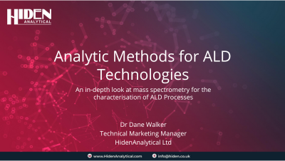 New Presentation:  Analytic Methods for ALD Technologies